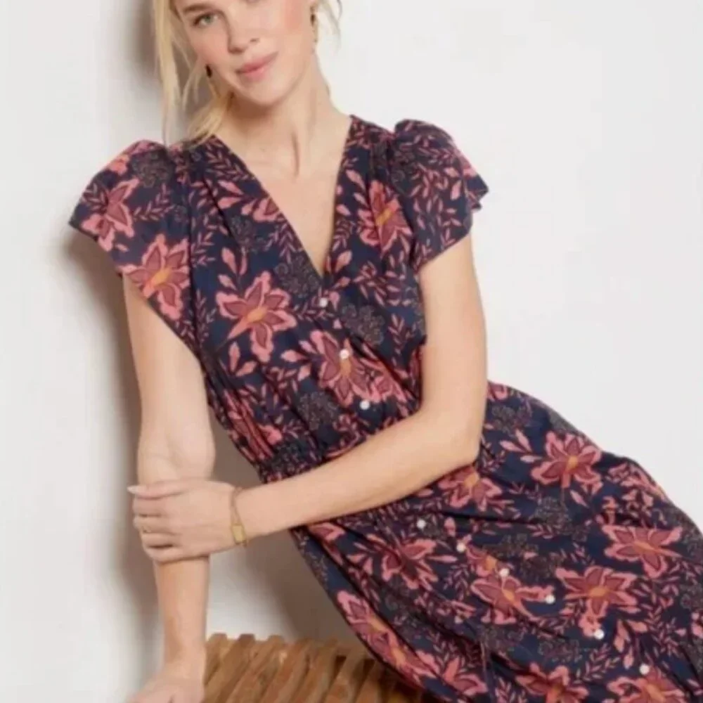 Women's - Trovata - Floral Ruffle Midi Dress - Birds of Paradis Kristi - Picture 3 of 14